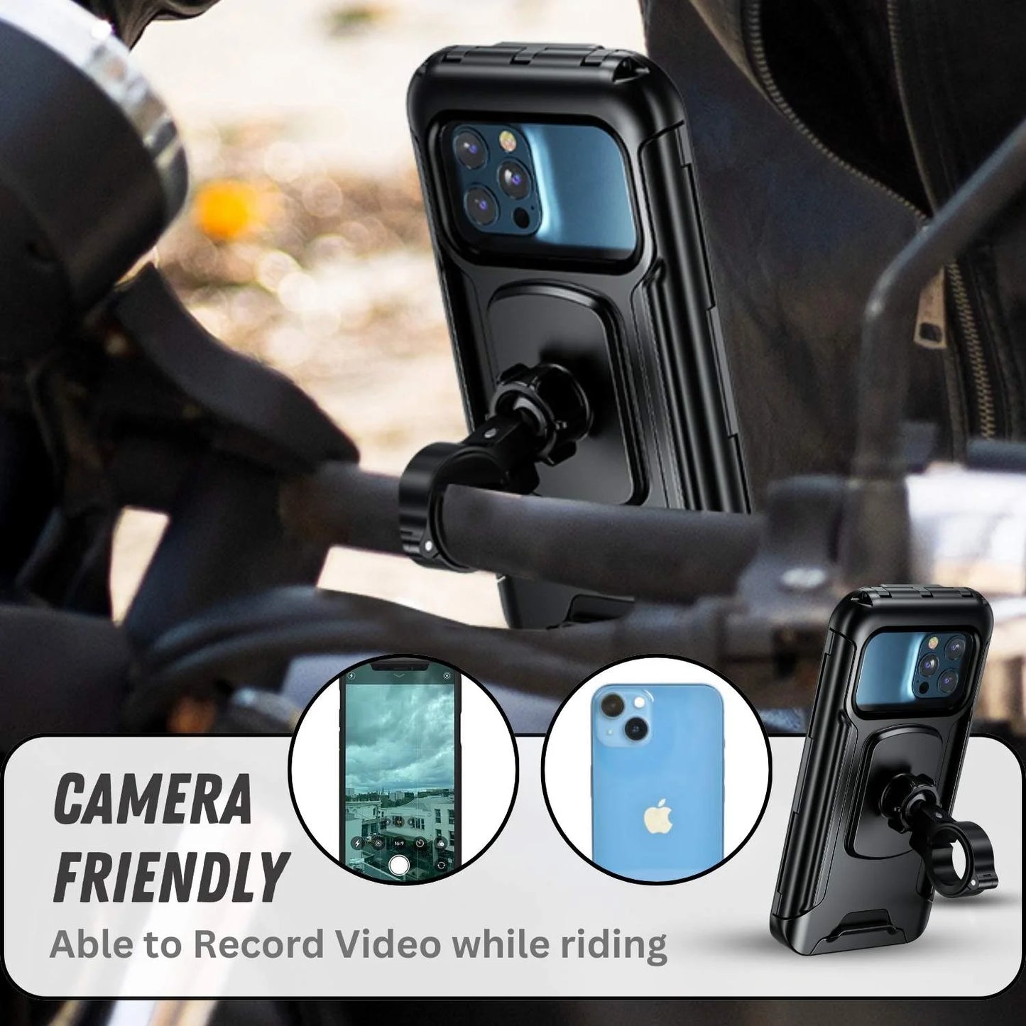 Fully Waterproof Handlebar Mobile Phone Holder with 360° Rotation for Bike | Scooter| Bicycle Ideal for Maps and GPS Navigation (M18L-B1)