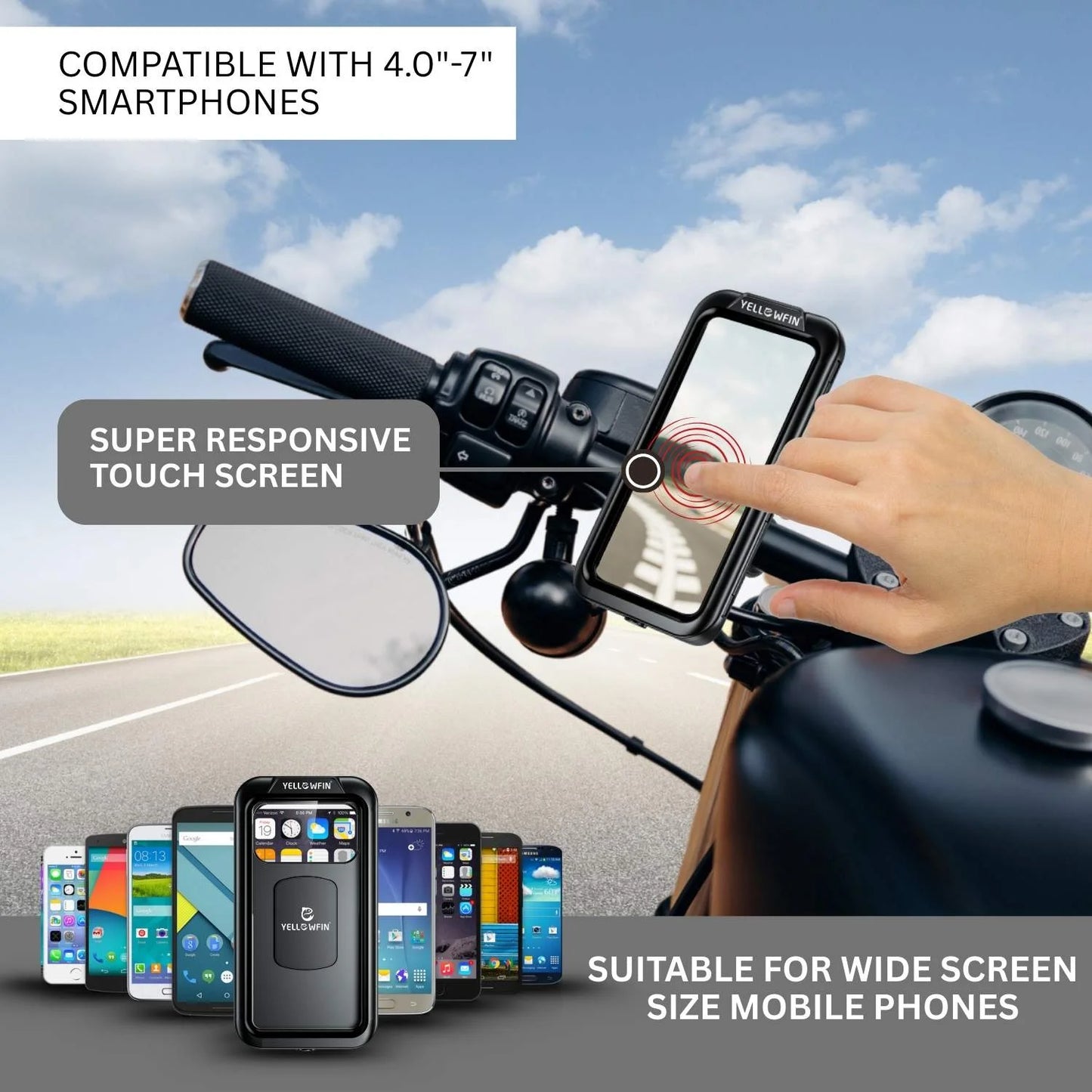 Fully Waterproof Handlebar Mobile Phone Holder with 360° Rotation for Bike | Scooter| Bicycle Ideal for Maps and GPS Navigation (M18L-B1)