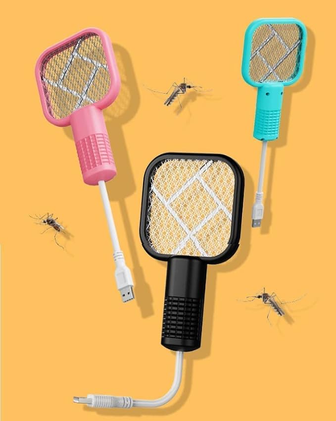 Mini Mosquito Killer Racquet Lamp 2 in 1 Multifunctional Angle Portable Bug Zapper Electric USB Rechargeable Insect Mosquito Fly Bat Swatter with LED Light